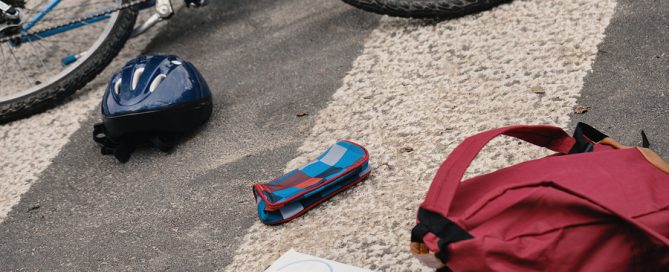 Child's backpack after auto accident